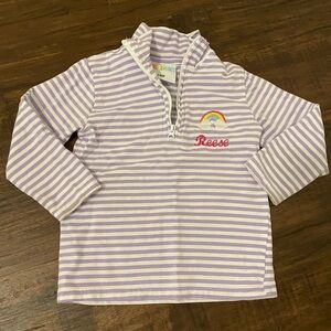 ‘Reese’ Jellybean Embroidered Purple Striped LS Quarter Zip Jacket Size 24M